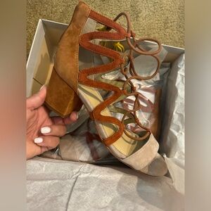 Marc Fisher Rayz Lace Up Sandal Brown Size 8